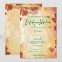 Christian Fall Birthday Invitation, Autumn Leaves