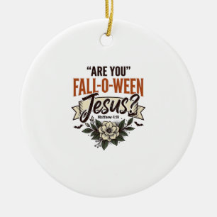 Christian Fall-O-Ween Jesus Vintage Engraving Shir Ceramic Ornament