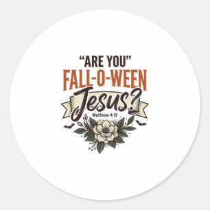 Christian Fall-O-Ween Jesus Vintage Engraving Shir Classic Round Sticker