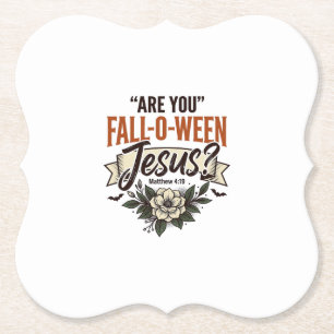 Christian Fall-O-Ween Jesus Vintage Engraving Shir Paper Coaster