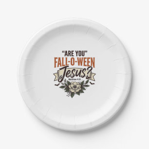 Christian Fall-O-Ween Jesus Vintage Engraving Shir Paper Plate