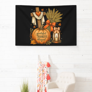 Christian Fall Pumpkin Grateful Thankful Blessed Banner