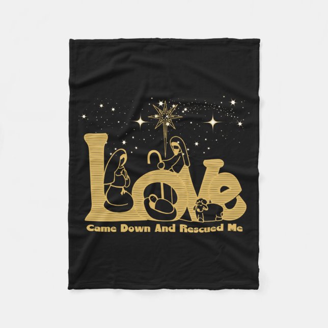 Christian Family Christmas Nativity Scene Gold T S Fleece Blanket (Front)