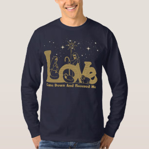Christian Family Christmas Nativity Scene Gold T-Shirt