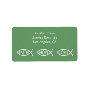 Christian Fish   FAITH HOPE LOVE Label