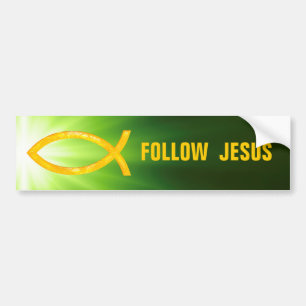 Christian Fish   Follow Jesus Bumper Sticker