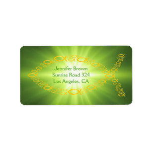 Christian Fish Green Address Label
