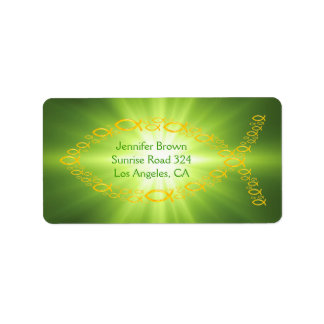 Christian Fish Green Address Label