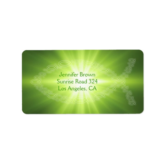 Christian Fish Green Address Label (Front)