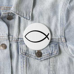Christian Fish (Ichthys) Symbol 7.5 Cm Round Badge