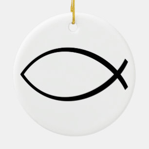 Christian Fish (Ichthys) Symbol Ceramic Ornament