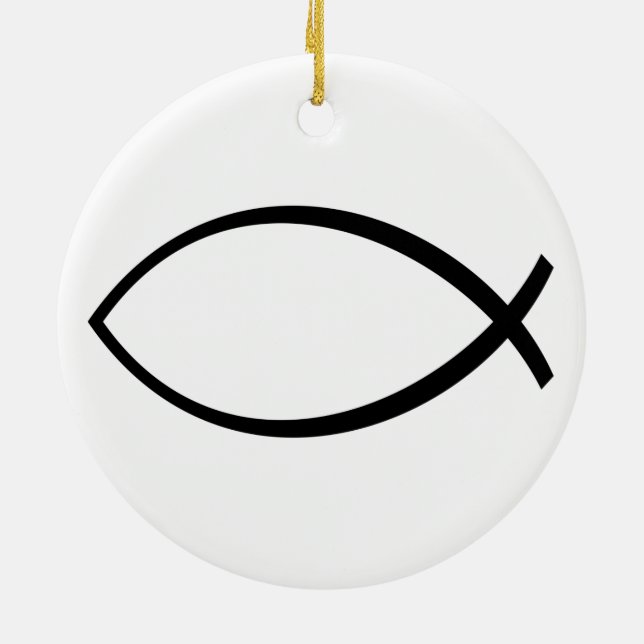Christian Fish (Ichthys) Symbol Ceramic Ornament (Back)