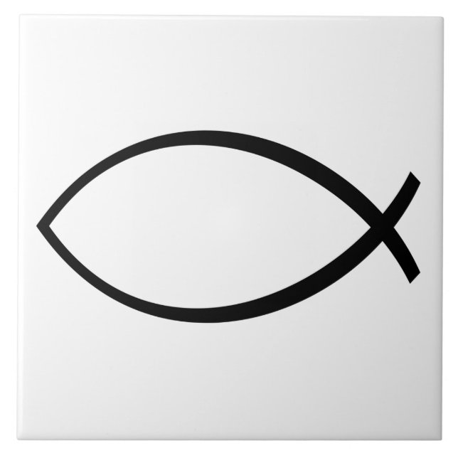 Christian Fish (Ichthys) Symbol Ceramic Tile (Front)