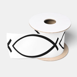 Christian Fish (Ichthys) Symbol Satin Ribbon