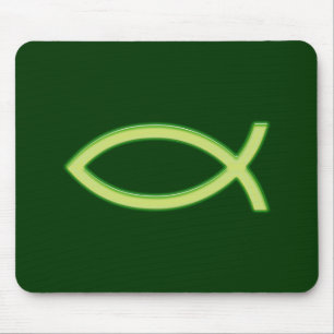 Christian Fish Light Green Mouse Pad