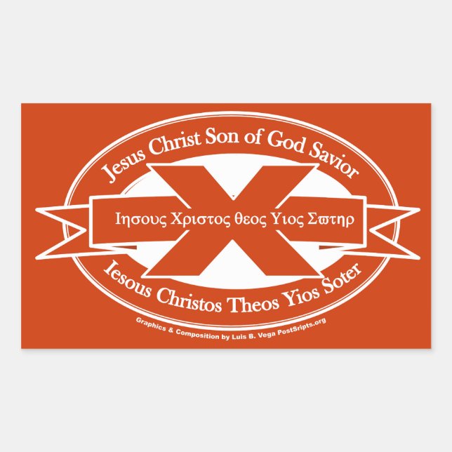 Christian Fish Sign Rectangular Sticker (Front)