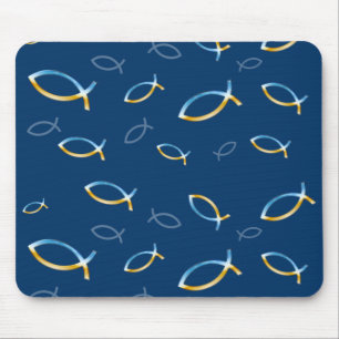 Christian Fish Sky & Ground Pattern - Mousepad