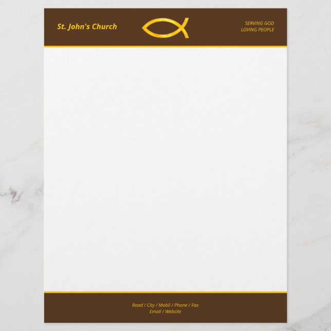 Christian Fish Symbol Custom Letterhead (Front)