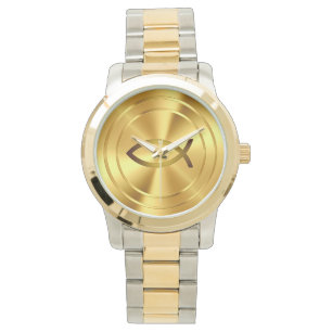 Christian Fish Symbol   gold Watch