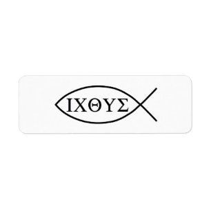 Christian fish symbol ICHTHYS or ICHTHUS Label Return Address Label