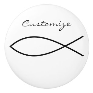 Christian Fish Symbol Ichthys Thunder_Cove Ceramic Knob