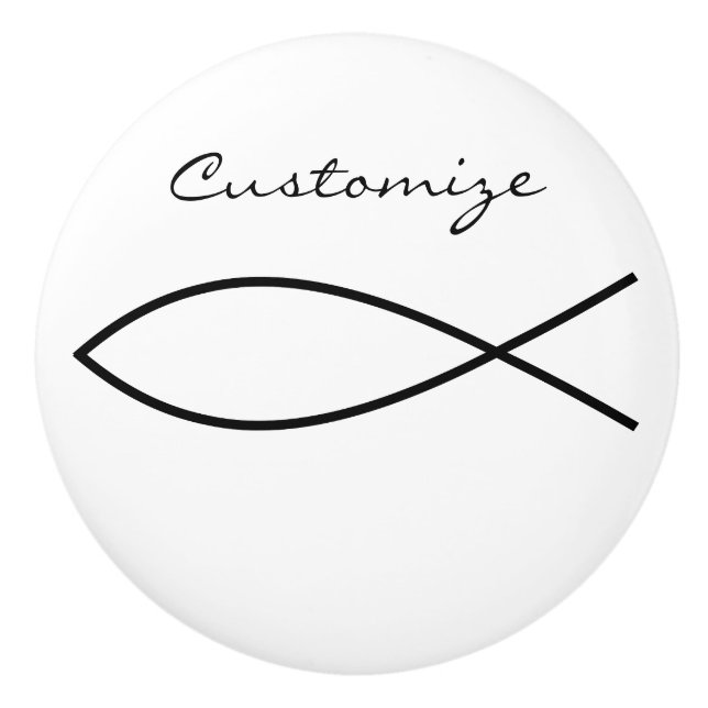 Christian Fish Symbol Ichthys Thunder_Cove Ceramic Knob (Front)