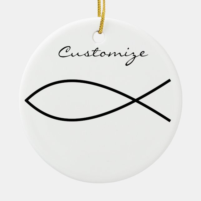 Christian Fish Symbol Ichthys Thunder_Cove Ceramic Ornament (Front)