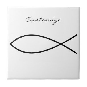 Christian Fish Symbol Ichthys Thunder_Cove Ceramic Tile