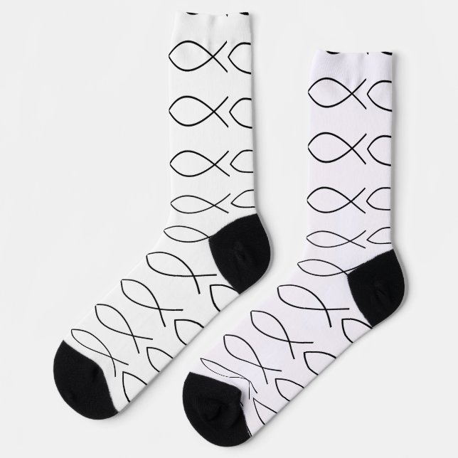 Christian Fish Symbol Ichthys Thunder_Cove Socks (Left)
