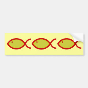 Christian Fish Symbol - LOUD! Gold and Red Bumper Sticker
