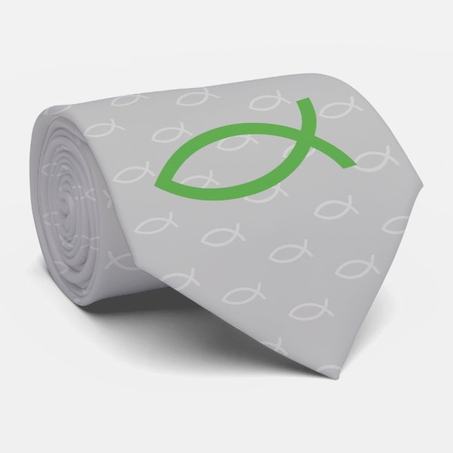 Christian Fish Symbol Neck Tie (Rolled)