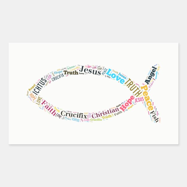Christian Fish Symbol Rectangular Sticker (Front)