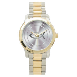 Christian Fish Symbol | silver chrome Watch