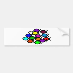 Christian Fish Symbols - Rainbow School - Bumper Sticker