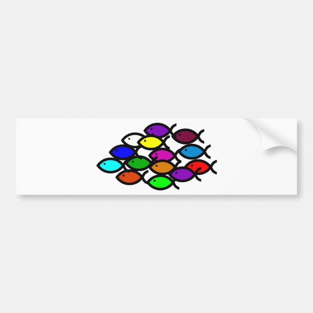 Christian Fish Symbols - Rainbow School - Bumper Sticker (Front)