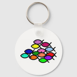 Christian Fish Symbols - Rainbow School - Key Ring
