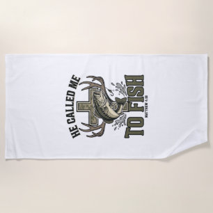 Christian Fishing Design He Called Me to Fish Beach Towel