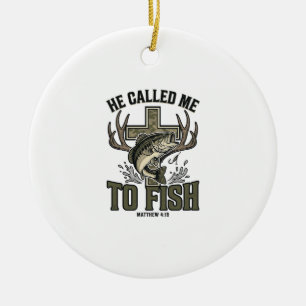 Christian Fishing Design He Called Me to Fish Ceramic Ornament