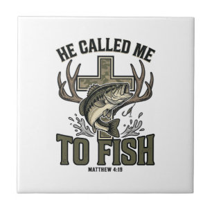 Christian Fishing Design He Called Me to Fish Ceramic Tile