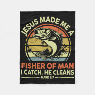 Christian Fishing Jesus Made Me Fisher Of Man Funn Fleece Blanket