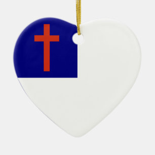 Christian Flag Heart Ceramic Tree Decoration