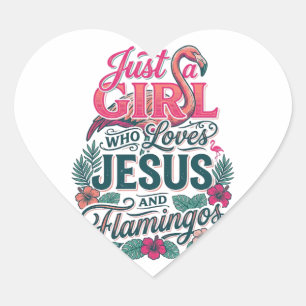 Christian Flamingo Girl Vintage Heart Sticker