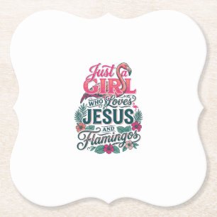 Christian Flamingo Girl Vintage Paper Coaster