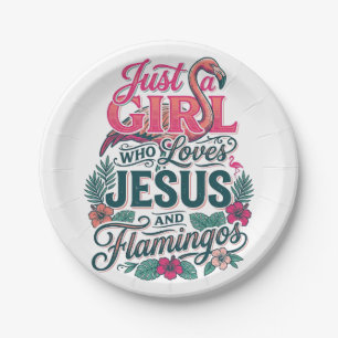 Christian Flamingo Girl Vintage Paper Plate