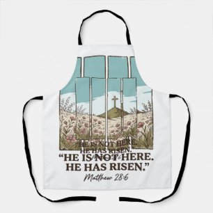 Christian Floral Cross Matthew 28_6 Vintage Apron