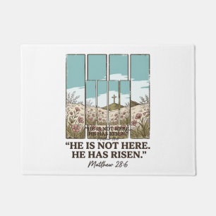 Christian Floral Cross Matthew 28_6 Vintage Doormat