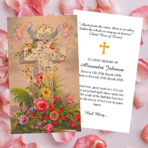 Christian Floral Cross Memorial Funeral Sympathy Business Card