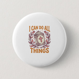 Christian Floral Faith Quote Vintage Shirt Design_ 6 Cm Round Badge