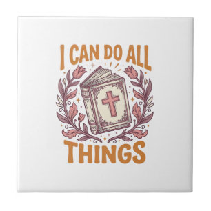 Christian Floral Faith Quote Vintage Shirt Design_ Ceramic Tile