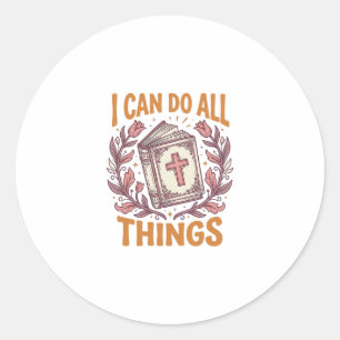 Christian Floral Faith Quote Vintage Shirt Design_ Classic Round Sticker